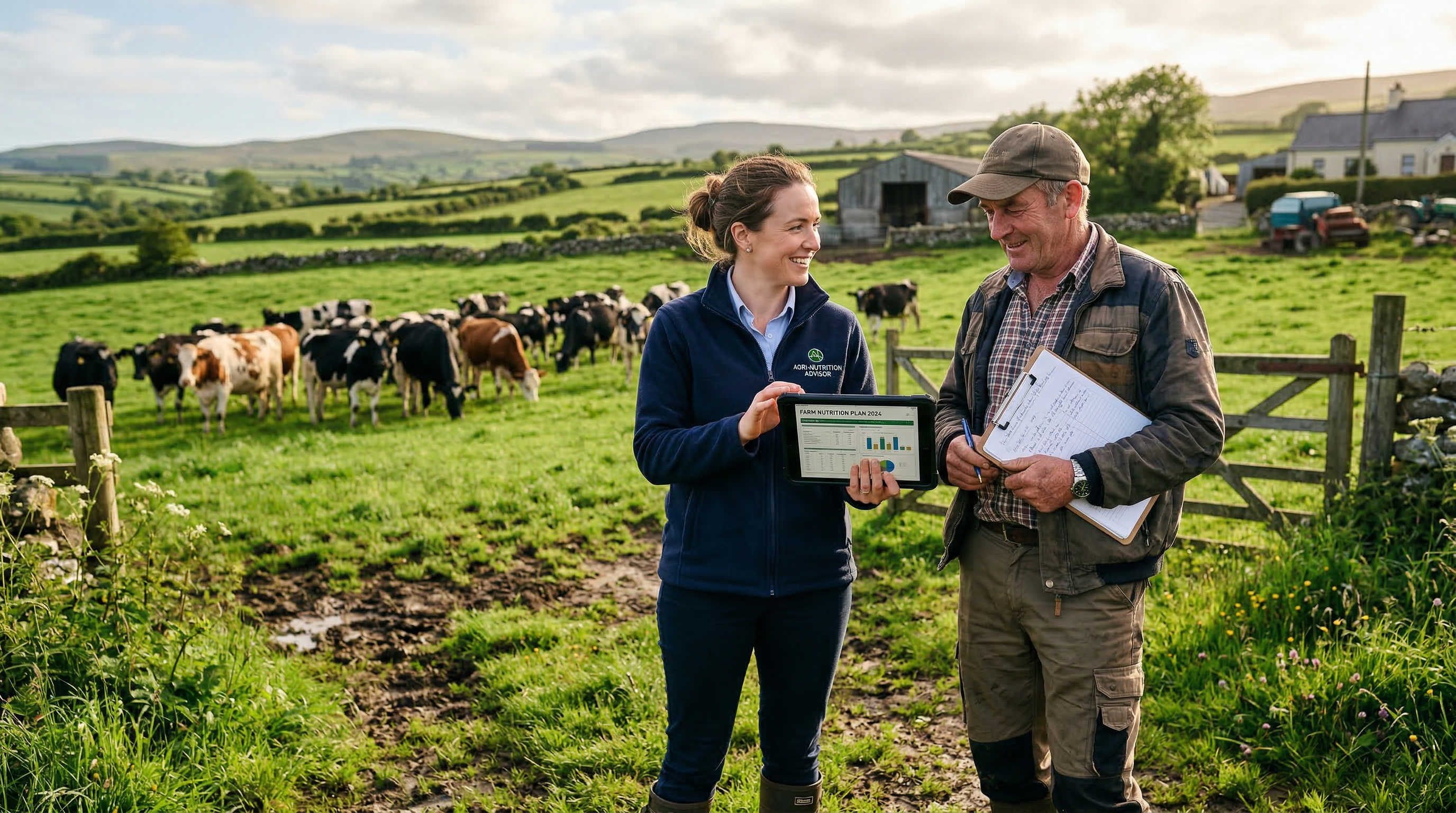 Nutritionist consulting with a farmer